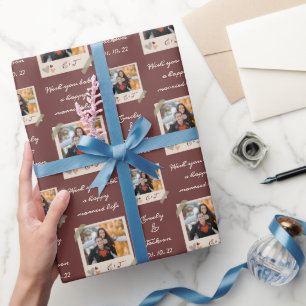 Papel De Presente Foto/Nome/Noiva De Data E Casamento De Almoço Pers