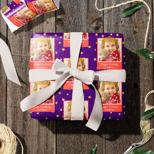 Papel De Presente Foto para Crianças Personalizadas Feliz Aniversári