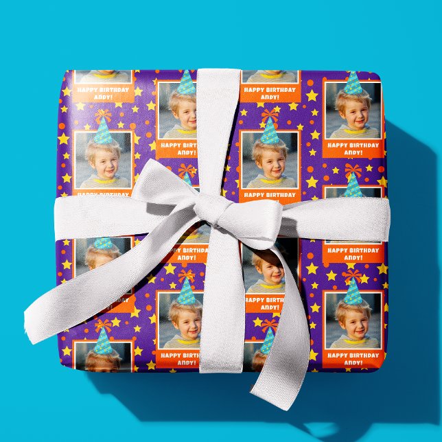 Papel De Presente Foto para crianças personalizadas Parabéns com cha (Criador carregado)