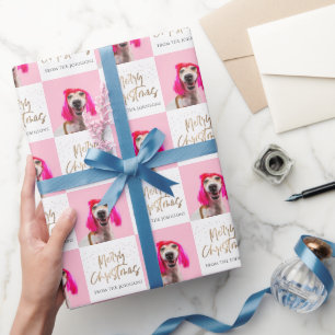 Papel De Presente Foto personalizada Cachorro Pet Feliz Natal