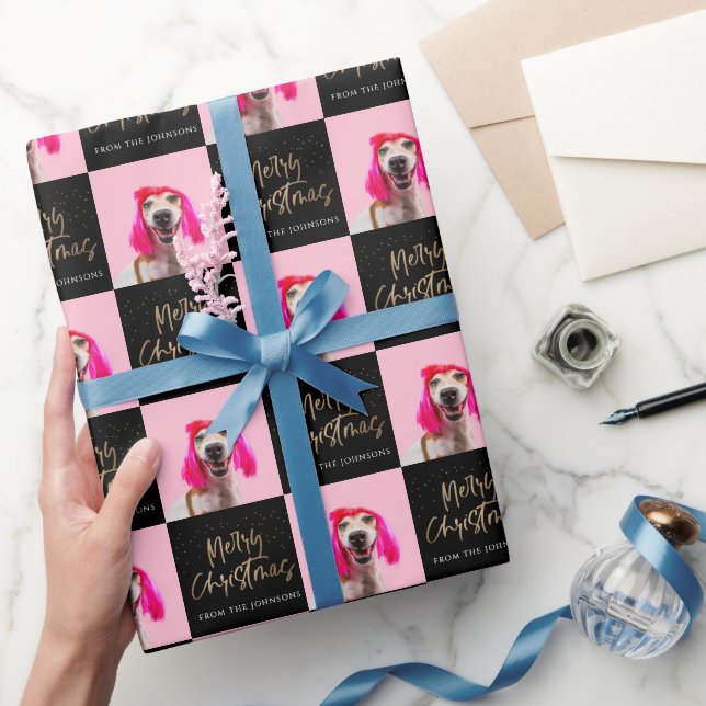 Papel De Presente Foto personalizada Cachorro Pet Feliz Natal (Presentear)