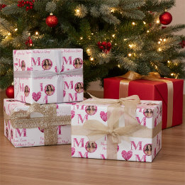 Papel De Presente Foto personalizada, cor-de-rosa, com carinho