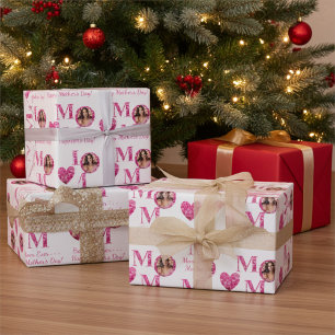 Papel De Presente Foto personalizada, cor-de-rosa, com carinho