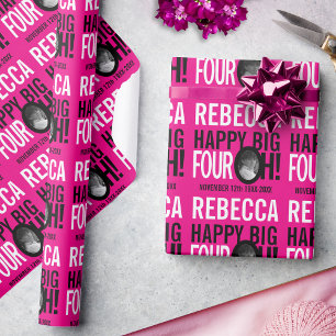 Papel De Presente Foto personalizada de 40 aniversário de 40 anos, 