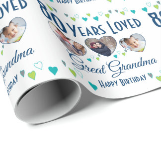 Papel De Presente Foto personalizada de 80 anos adorada