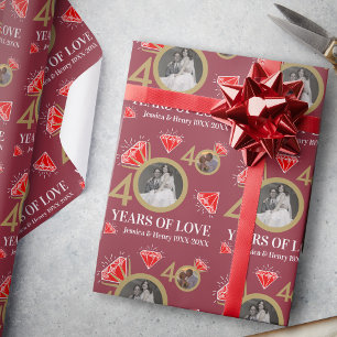 Papel De Presente Foto personalizada de aniversário de casamento de 