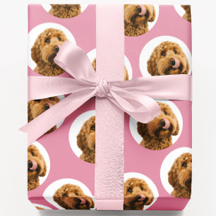 Papel De Presente Foto Personalizada de Cachorro Rosa 