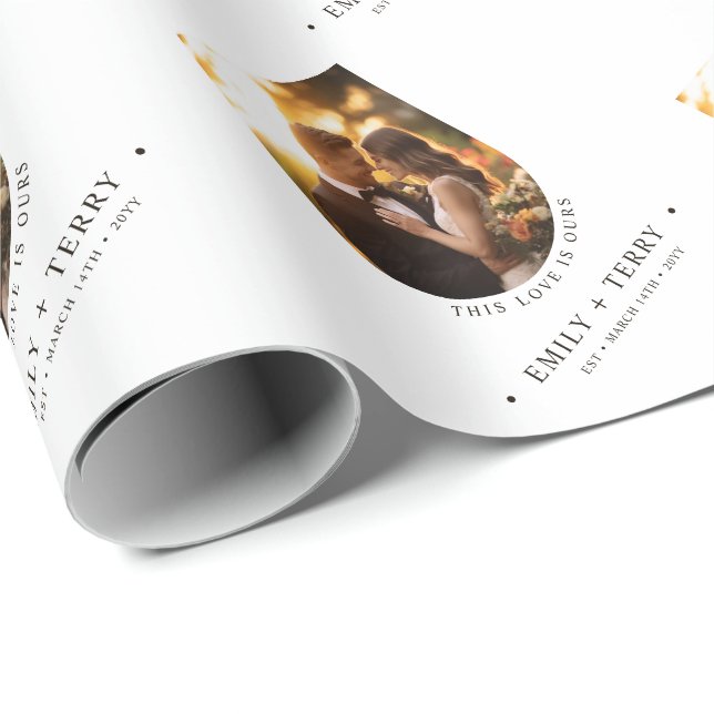 Papel De Presente Foto personalizada de casamento de noivas e noivos (Ponta do rolo)