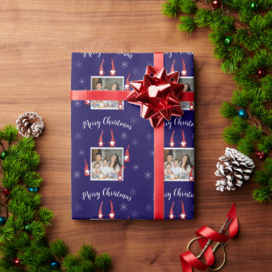Papel De Presente Foto personalizada de Natal feliz com gnomos engra