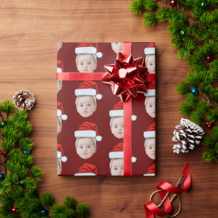 Papel De Presente Foto personalizada de Santa Hat Engraçado Natal