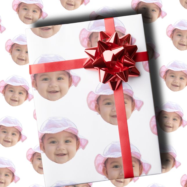 Papel De Presente Foto personalizada do bebê, rosto do bebê (Criador carregado)