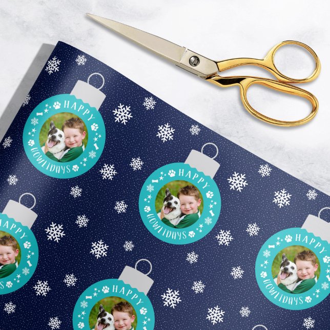 Papel De Presente Foto personalizada do Marinho Feliz Howlidays (Criador carregado)