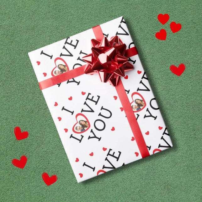 Papel De Presente Foto personalizada do Namorados "Eu te amo" (Criador carregado)