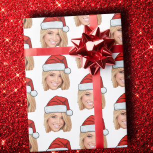 Papel De Presente Foto personalizada do Papai Noel Engraçado Natal
