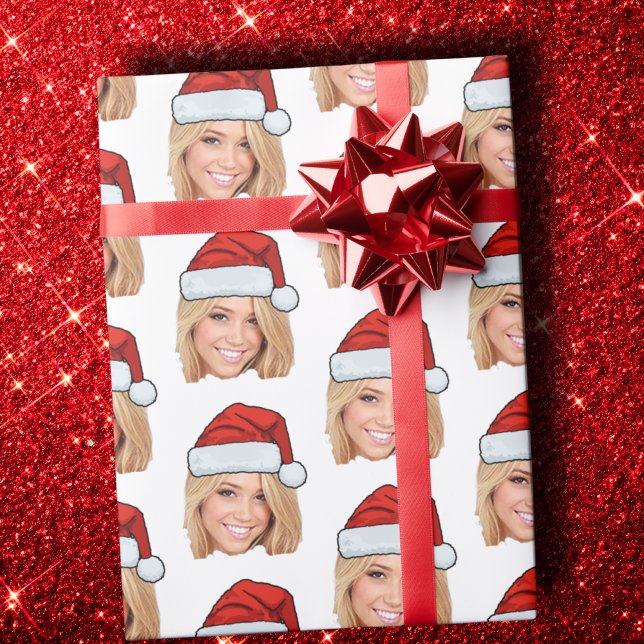Papel De Presente Foto personalizada do Papai Noel Engraçado Natal (Criador carregado)
