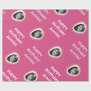 Papel De Presente Foto personalizada e saudação a rosa