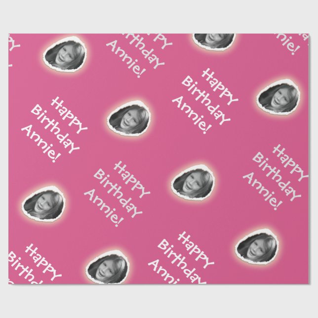 Papel De Presente Foto personalizada e saudação a rosa (Aberto)