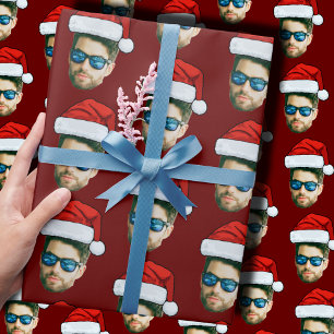 Papel De Presente Foto personalizada engraçada Foto do Papai Noel Há