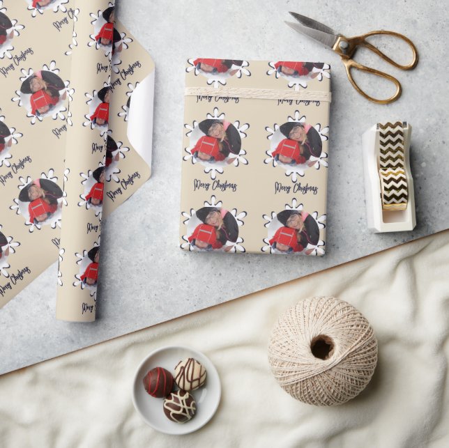Papel De Presente Foto personalizada Floco de neve Feliz Natal (Artesanato)