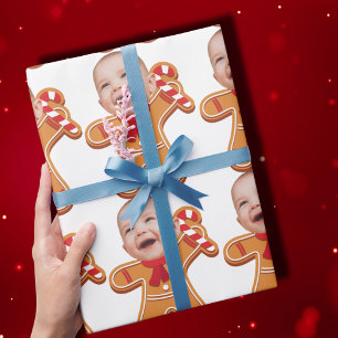 Papel De Presente Foto personalizada moderna do bebê Xmas Gingerpão