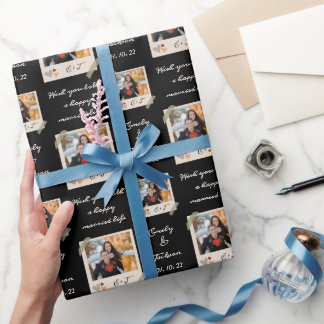 Papel De Presente Foto personalizada | Nome | Data de casamento
