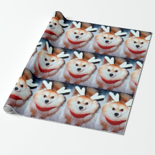 Papel De Presente Foto Personalizada Pomeraniana de Cachorro de Nata