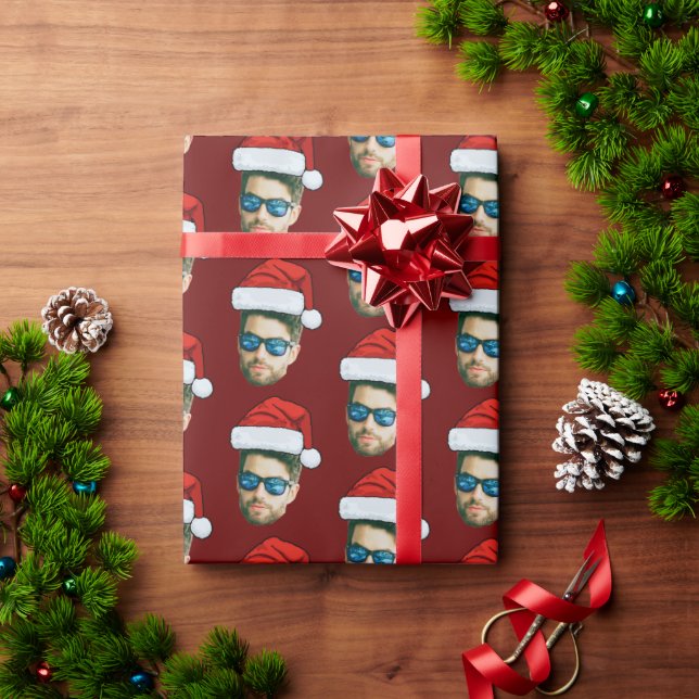 Papel De Presente Foto personalizada simples Foto de Papai Noel Nata (Presente de Natal)