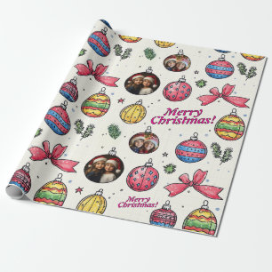Papel De Presente Foto personalizável Molho Festivo Desenhado