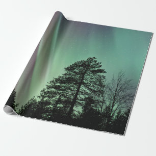 PAPEL DE PRESENTE FOTO SILHOUETTE DA AURORA BOREALIS