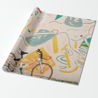 PAPEL DE PRESENTE FOTOGRAFIA DE LARANJA E BICICLETA BRANCA