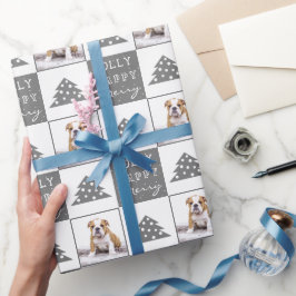 Papel De Presente Fotografia de Tipografia de Natal de Cachorro Boni