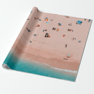 PAPEL DE PRESENTE FOTOGRAFIA DE VISTA DA AVE DE PESSOAS NA SEASHORE