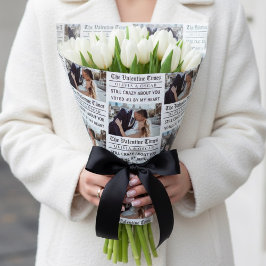 Papel De Presente Fotografia Personalizada de Jornal do Dia dos Namo