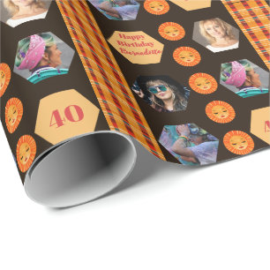 Papel De Presente Fotografia personalizável, cor de laranja boêmica