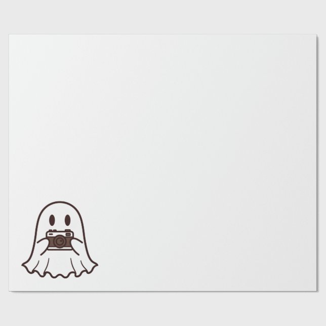 Papel De Presente Fotógrafo Fantasma de Halloween Fofo (Aberto)