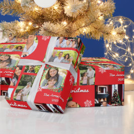 Papel De Presente Fotos da Família Feliz Natal Personalizado