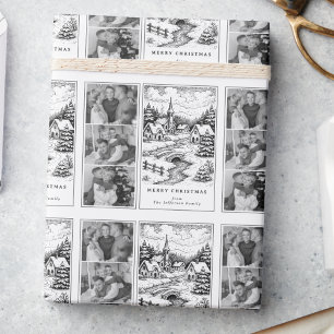 Papel De Presente Fotos da Família Natal Vila de Inverno