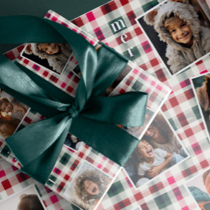 Papel De Presente Fotos da Família Xadrez Natal Feliz Alegre Diver