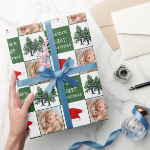 Papel De Presente Fotos do primeiro Natal do bebê com chapéu de Papa