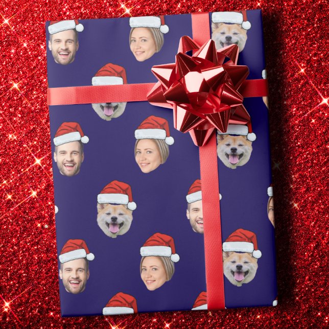 Papel De Presente Fotos do Santa Hat Engraçado Personalizado (Criador carregado)