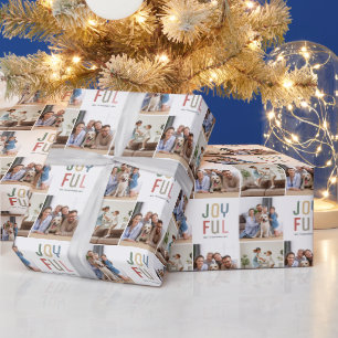 Papel De Presente Fotos Personalizadas da Família 3 Natal Alegre