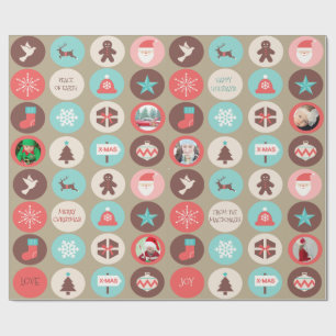 Papel De Presente Fotos Personalizadas de Medalhões de Natal