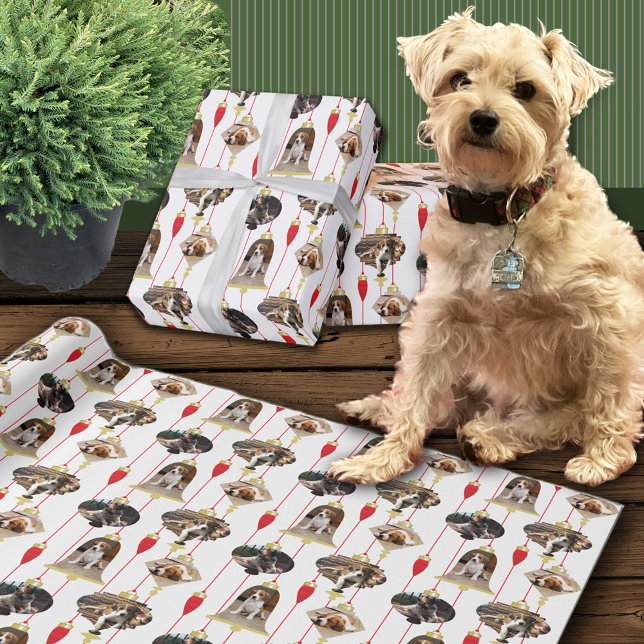 Papel De Presente Fotos Personalizadas de Ornamentos de Natal Feliz (Criador carregado)