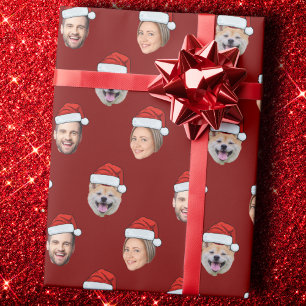 Papel De Presente Fotos personalizadas do Santa Hat com 3