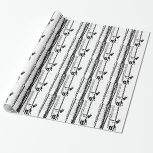 Papel De Presente Fox Birch Floresta Floresta Animal Silhout Naturez
