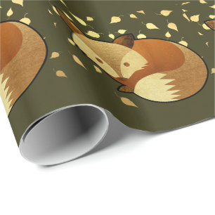 Papel De Presente Fox bonito do outono