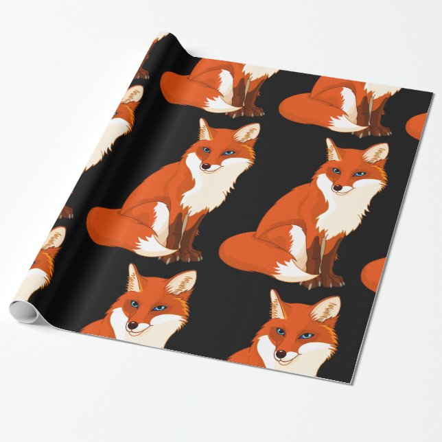Papel De Presente Fox bonito que senta o papel de envolvimento (Desenrolado)