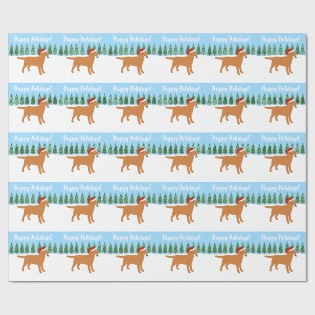 Papel De Presente Fox Red Labrador Santa Hat (Aberto)