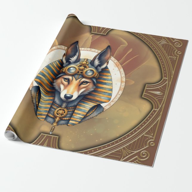 Papel De Presente Fox Retrato de Steampunk Anubis (Desenrolado)