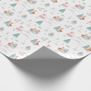 Papel De Presente Fox Snowman Personalizada para e do Nome